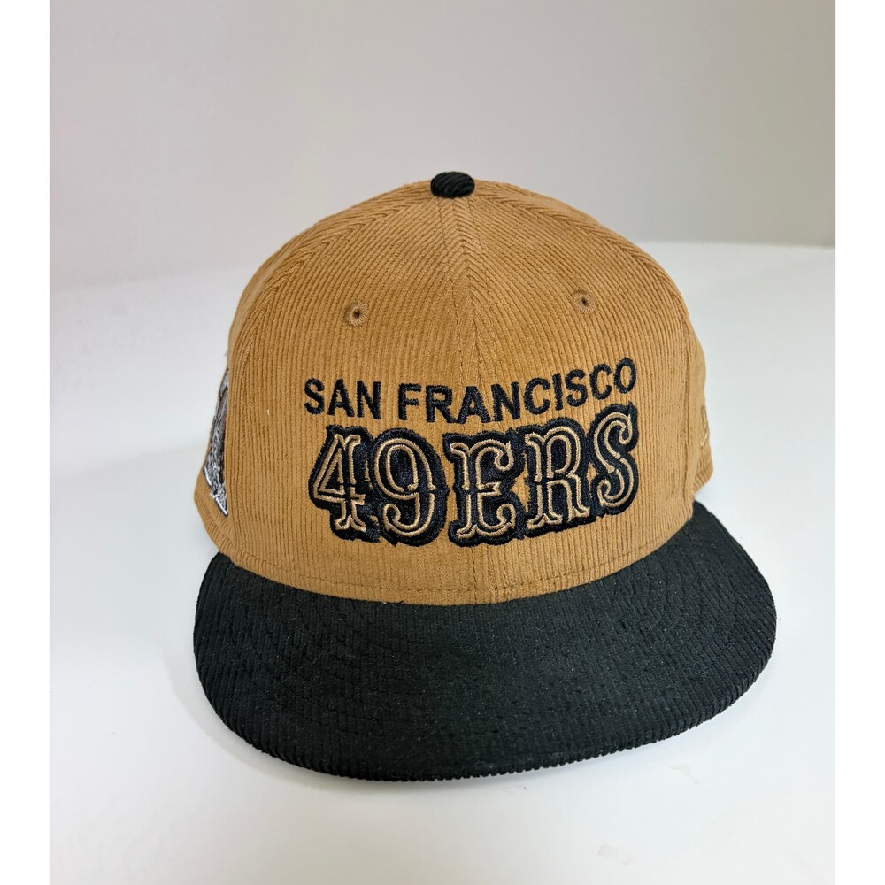 NFL San Francisco 49'ers New Era Gold Corduroy Fitted Hat w/ Black Bill Sz 7 5/8